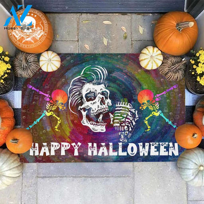 Happy Halloween Band Skull Doormat
