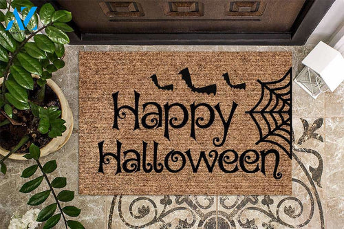 Happy Halloween Bat And Spiderweb Indoor And Outdoor Doormat Warm House Gift Welcome Mat Birthday Gift Halloween Decor