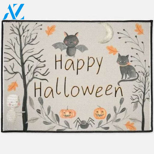 Happy Halloween Bats Pumpkin Halloween Doormat Indoor and Outdoor Mat Entrance Rug Funny Home Decor Closing Gift Gift for Friend Family Gift Idea