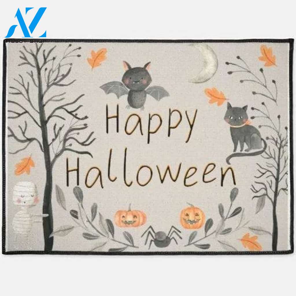 Happy Halloween Bats Pumpkin Halloween Doormat Indoor and Outdoor Mat Entrance Rug Funny Home Decor Closing Gift Gift for Friend Idea