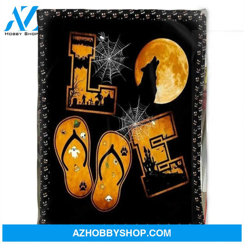 Happy Halloween Black Wolf Love Blanket Great Friend, Gift Home Decor Bedding Couch Sofa Soft and Comfy Cozy