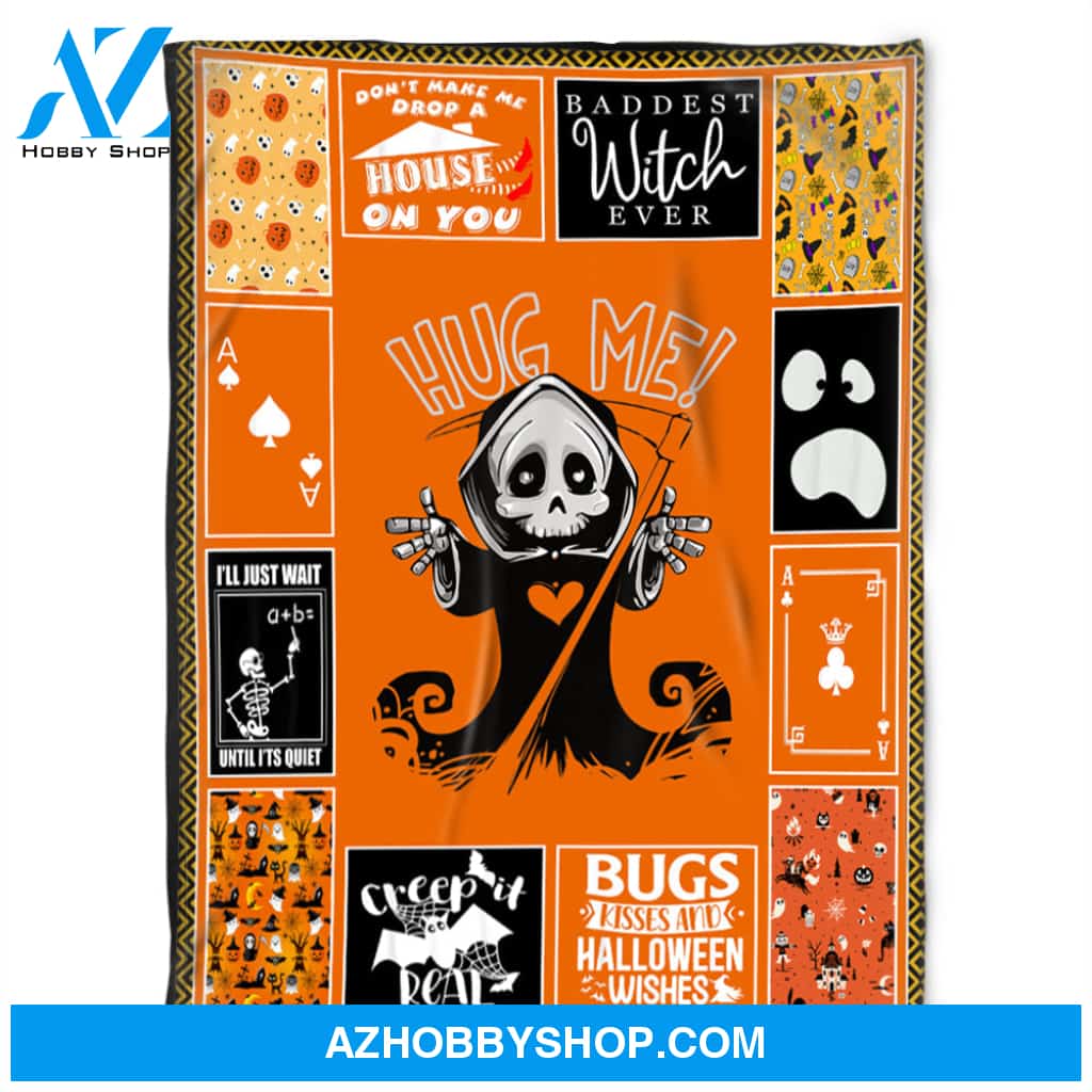 Happy Halloween Blanket, Fleece Blanket, Bugs Kiss And Halloween Witch,Gift Home Decor Bedding Couch Sofa Soft and Comfy Cozy