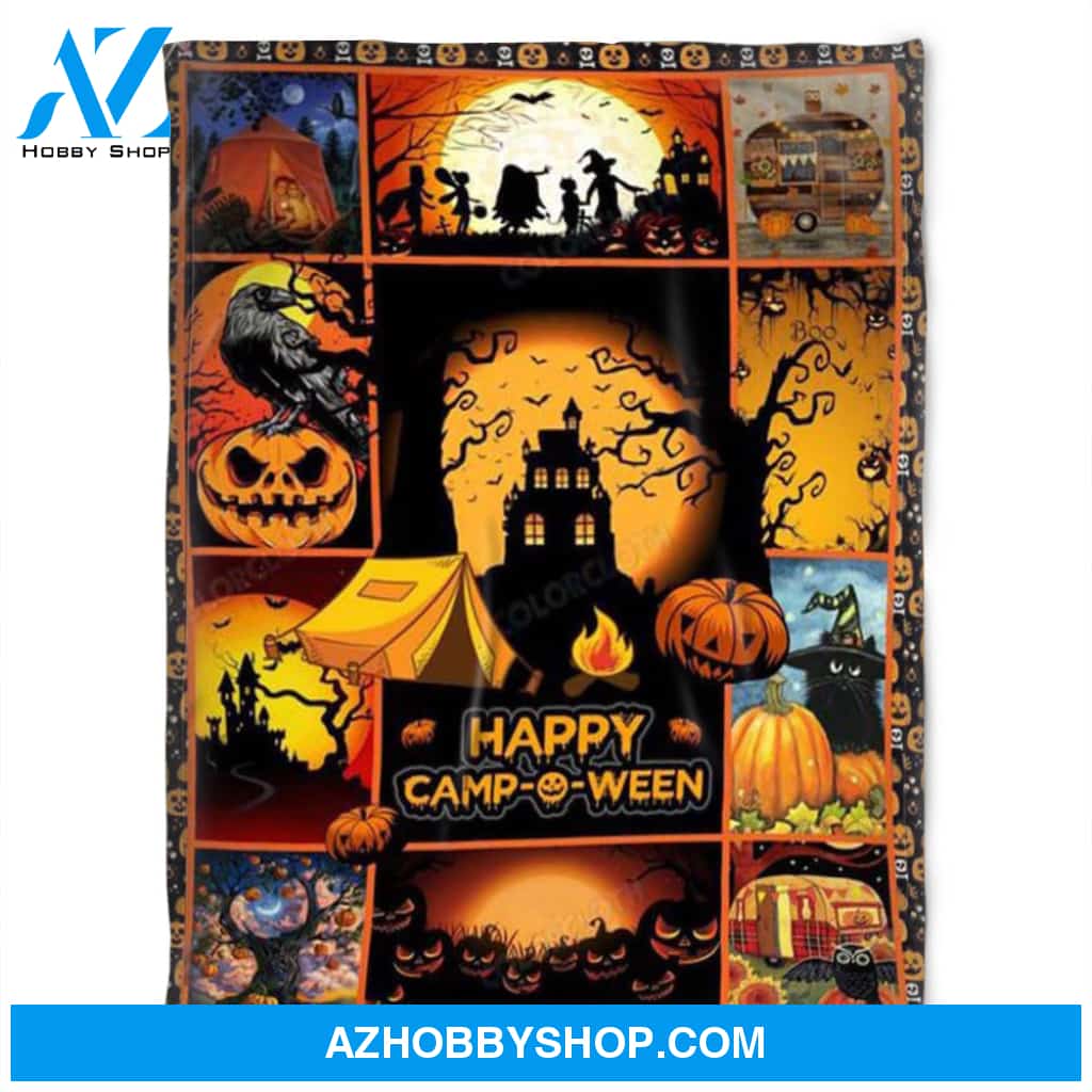 Happy Halloween Blanket, Fleece Blanket, Pumpkin And House of Mystery, Gift Home Decor Bedding Couch Sofa Soft and Comfy Cozy