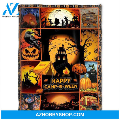Happy Halloween Blanket, Fleece Blanket, Pumpkin And House of Mystery, Gift Home Decor Bedding Couch Sofa Soft and Comfy Cozy