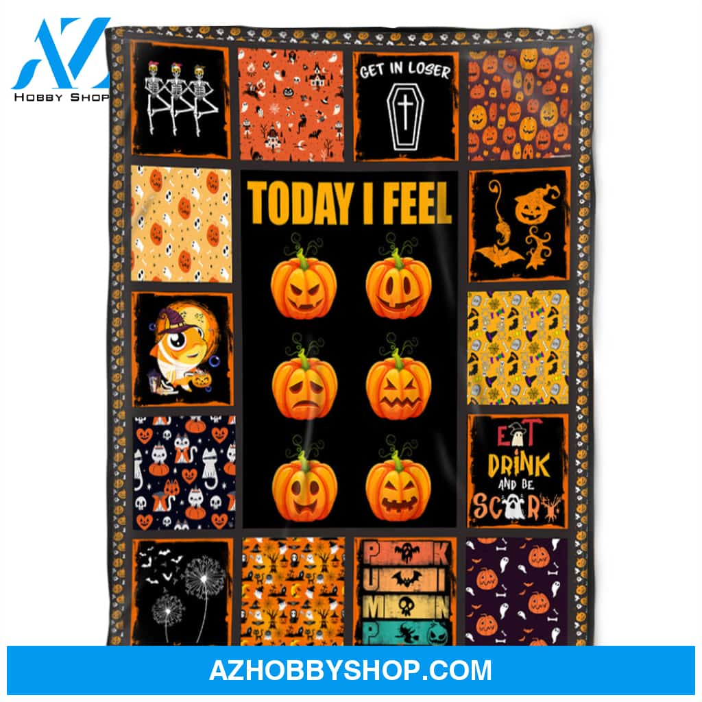 Happy Halloween Blanket, Fleece Blanket, Today I Feel,Gift Home Decor Bedding Couch Sofa Soft and Comfy Cozy