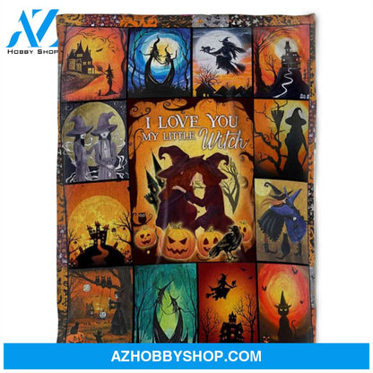 Happy Halloween Blanket, I Love You My Little Witch, Gift Home Decor Bedding Couch Sofa Soft and Comfy Cozy