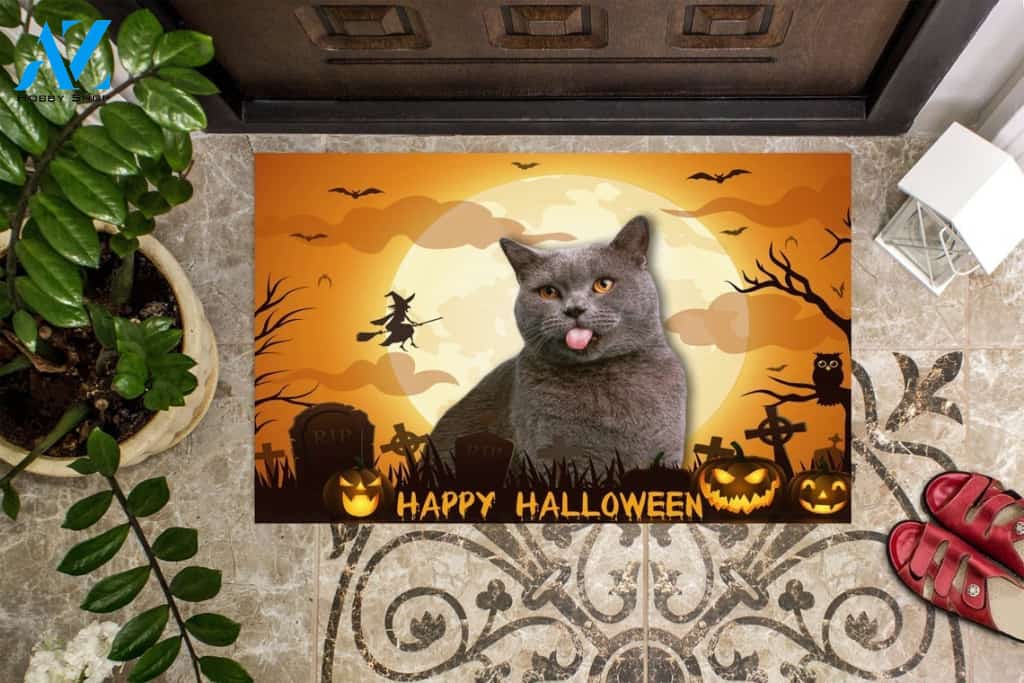 Happy Halloween Cat Doormat Welcome Mat Housewarming Gift Home Decor Funny Doormat Gift For Friend Gift For Cat Lovers Halloween Day Gift
