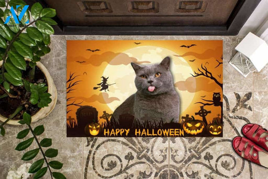 Happy Halloween Cat Doormat Welcome Mat Housewarming Gift Home Decor Funny Doormat Gift For Friend Gift For Cat Lovers Halloween Day Gift