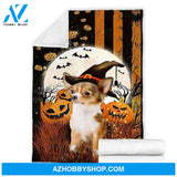 Happy Halloween Dog Blanket- Fleece Blanket ,Gift For Halloween, Gift For Friend Birthday Special present Home Decor Bedding Couch Sofa Soft and Comfy Cozy