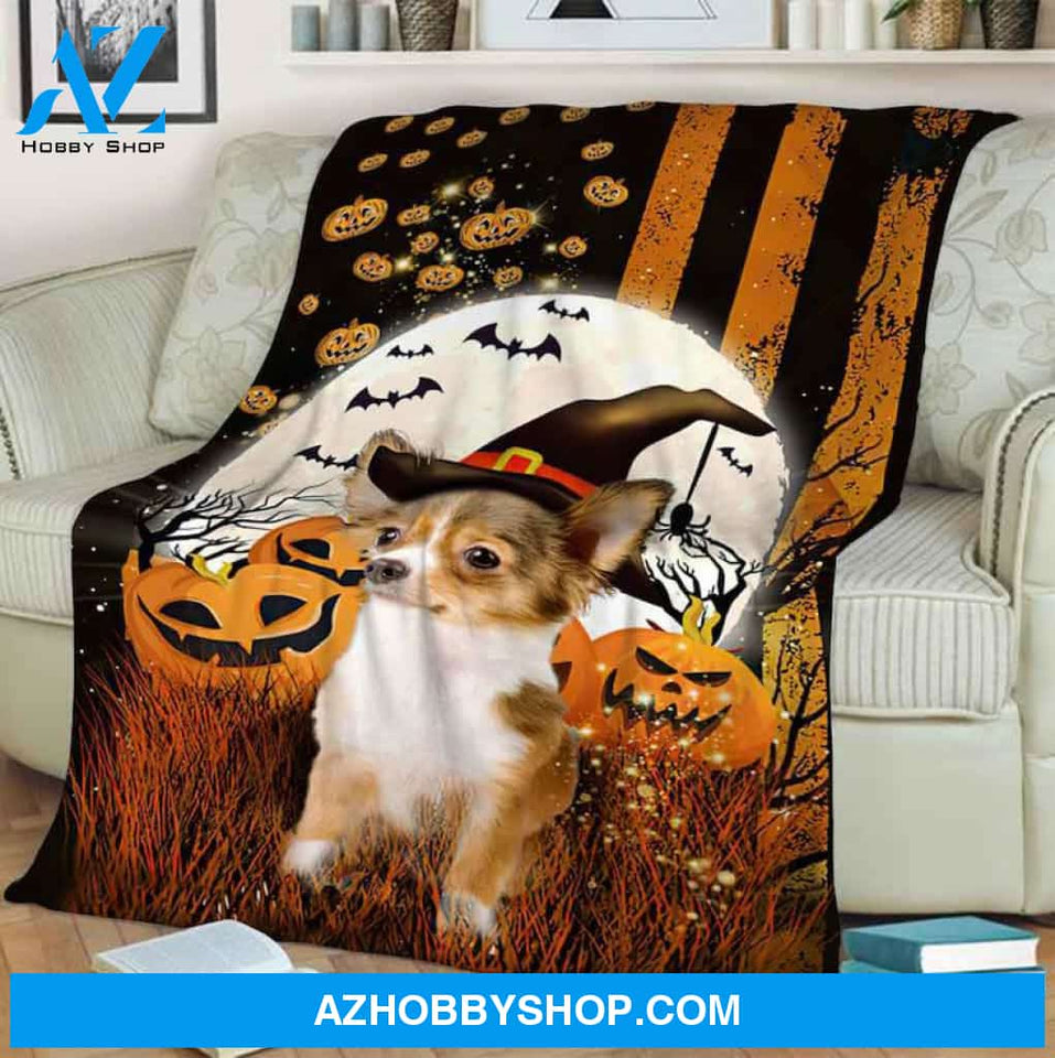 Happy Halloween Dog Blanket- Fleece Blanket ,Gift For Halloween, Gift For Friend Birthday Special present Home Decor Bedding Couch Sofa Soft and Comfy Cozy