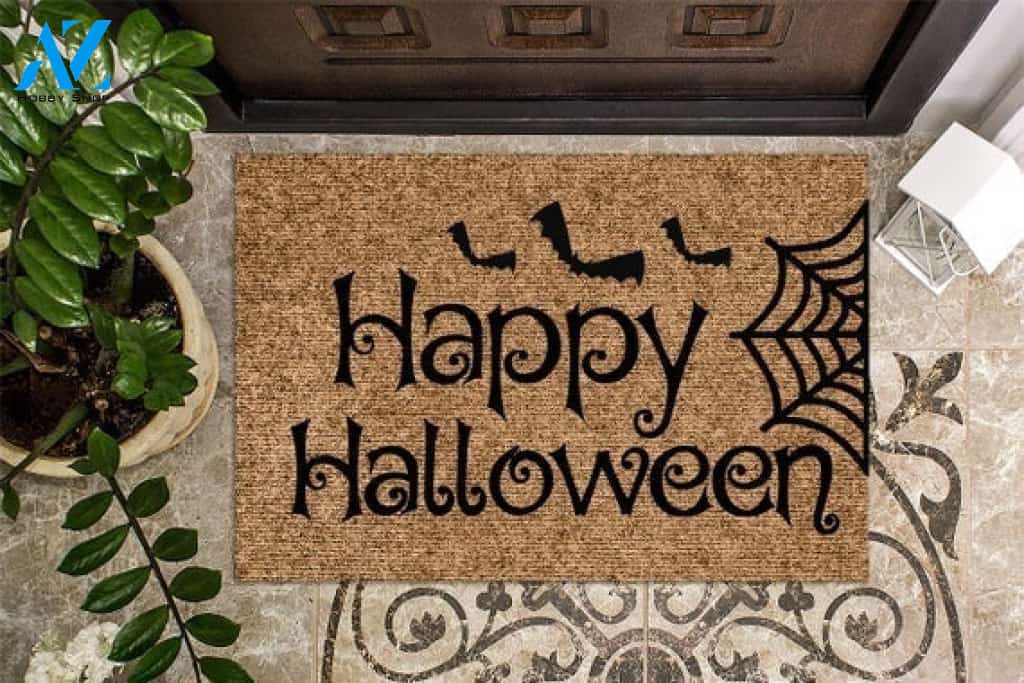 Happy Halloween Door Mat Funny Doormat Welcome Mat Halloween Decor Funny Door Mat Home Doormat Spider Halloween Welcome Mat