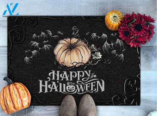 Happy Halloween Doormat ,Halloween Bats Halloween Pumpkin Indoor And Outdoor Doormat Warm House Gift Welcome Mat Home Decor Classroom Decor Gift For Halloween