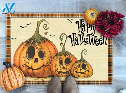Happy Halloween Doormat,Pumpkin Face, Fall Doormat,Halloween Decor Indoor And Outdoor Doormat Warm House Gift Welcome Mat Home Decor Gift For Halloween Family Friend