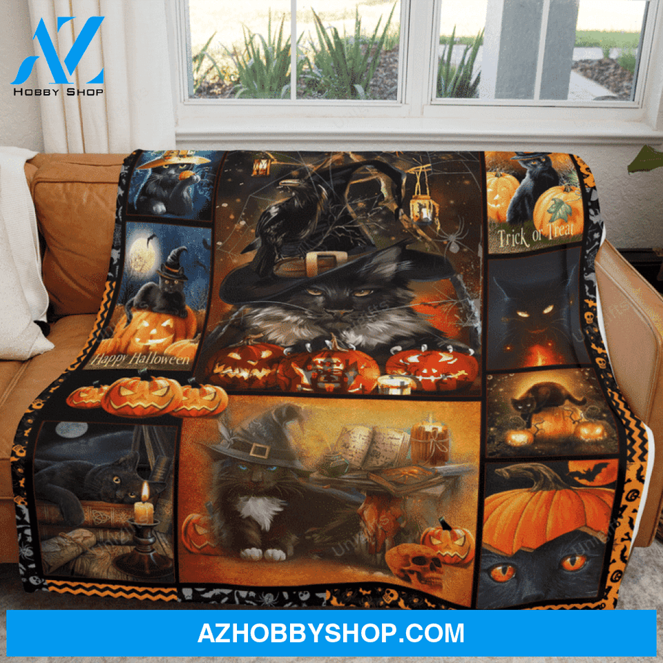 Happy Halloween Fleece Blanket Trick or Treatt For Friend Home Decor Bedding Couch Sofa Soft And Comfy Cozy