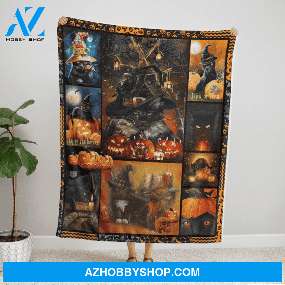 Happy Halloween Fleece Blanket Trick or Treatt For Friend Home Decor Bedding Couch Sofa Soft And Comfy Cozy