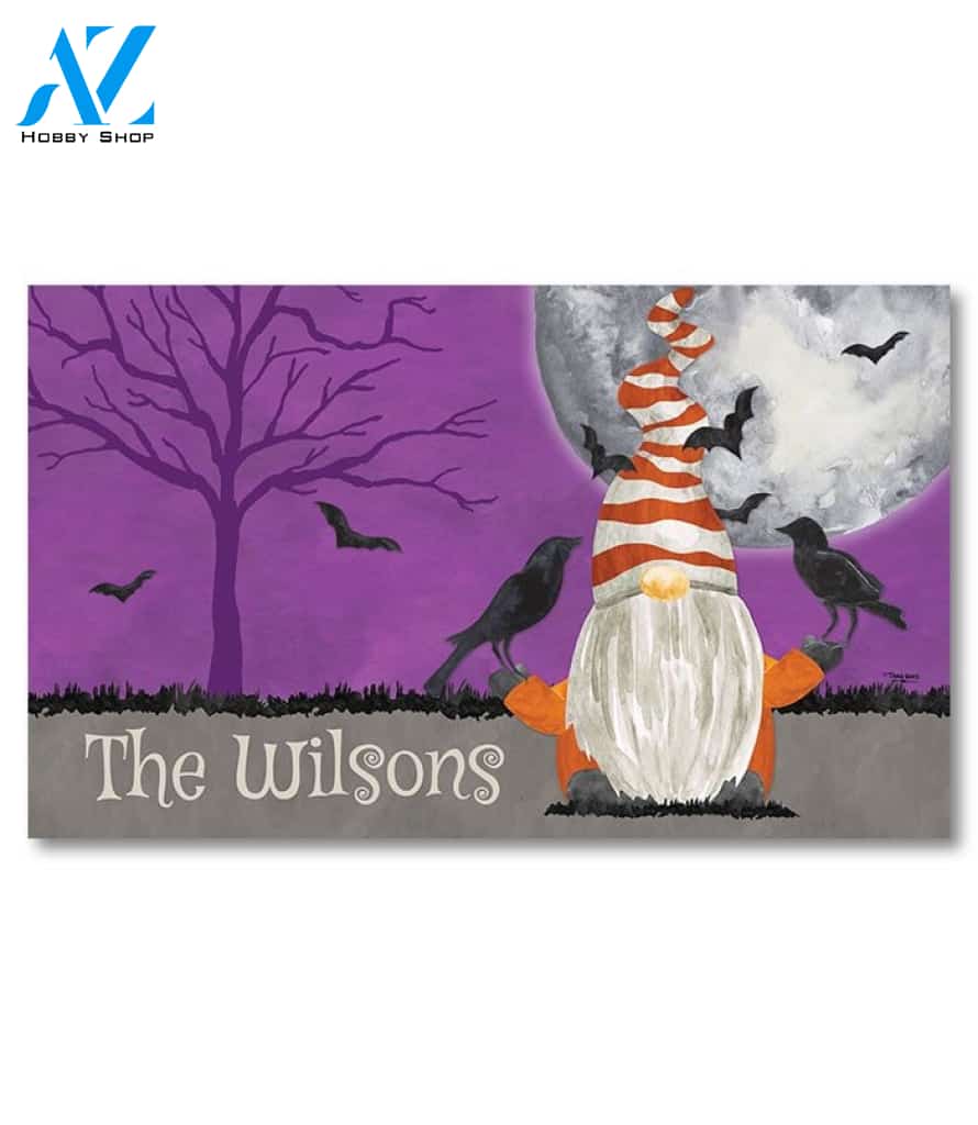 Happy Halloween Gnome Personalized Doormat - 18" x 30"