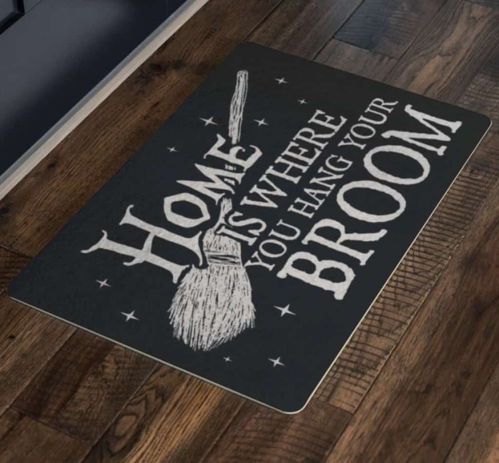 Happy Halloween Home Is Where You Hang Your Broom Witch Doormat Welcome Mat