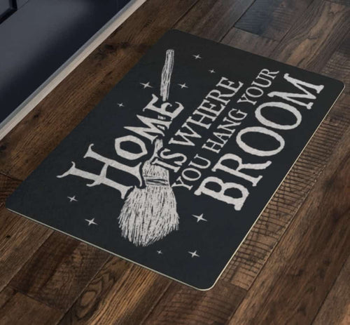 Happy Halloween Home Is Where You Hang Your Broom Witch Doormat Welcome Mat