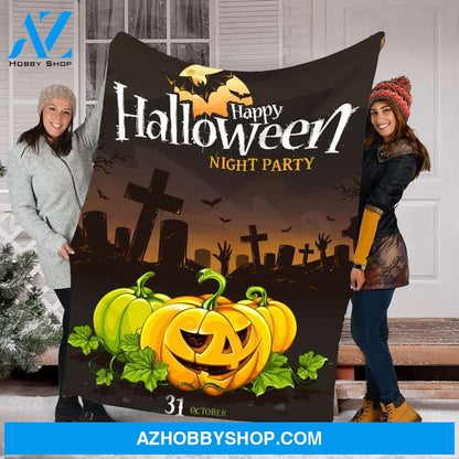 Happy Halloween Night Party Gift Fleece Blanket - Sherpa Blanket