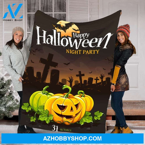 Happy Halloween Night Party Gift Fleece Blanket - Sherpa Blanket