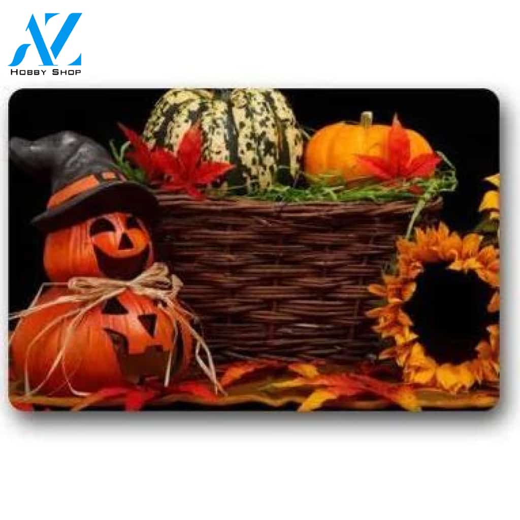 Happy Halloween Pumpkin Sunflower Doormat Halloween Doormat Indoor and Outdoor Mat Entrance Rug Funny Home Decor Closing Gift Gift for Friend Family Gift Idea