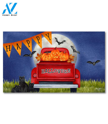 Happy Halloween Red Truck Doormat - 18" x 30"
