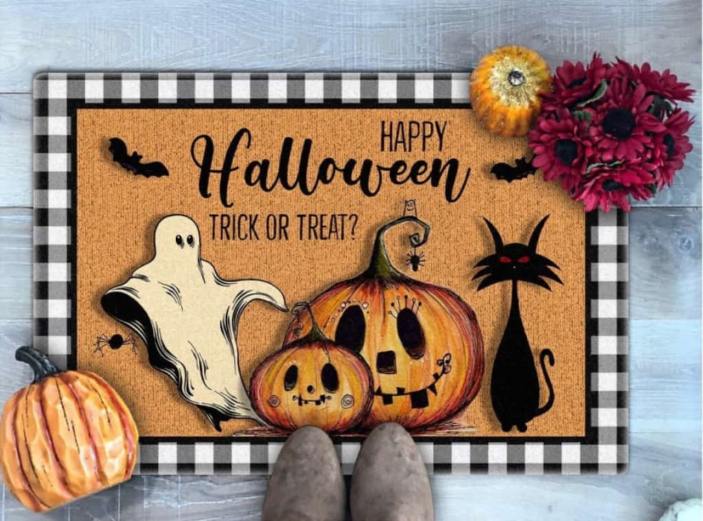 Happy Halloween Symbols Trick Of Treat Spooky Doormat Welcome Mat