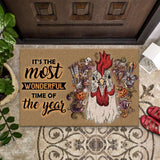 Happy Halloween The Most Wonderful Time Chicken Doormat Welcome Mat
