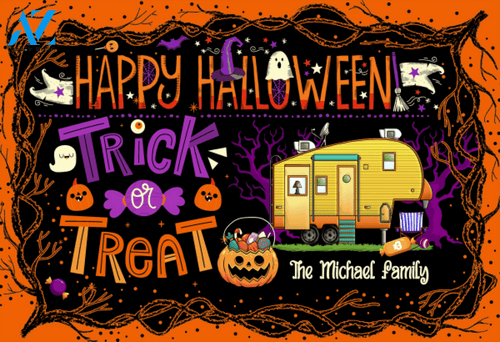 Happy Halloween Trick Or Treat Camping - Personalized Doormat