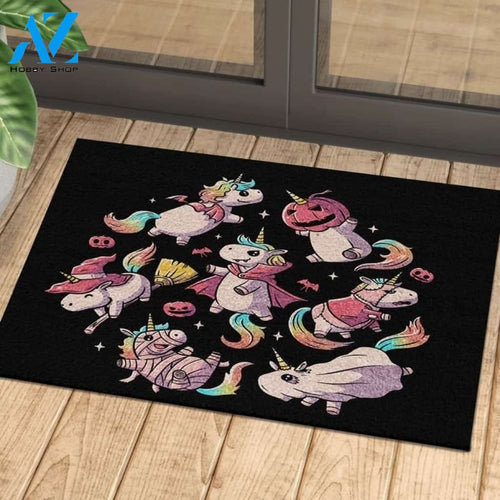 Happy Halloween , Halloween Unicorn Doormat, Gift For Family Friends Home Decor Warm House Gift Welcome Mat