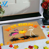 Happy Halloween Welcome Flamingoween Funny Doormat Gift For Friend Family Home Decor Warm House Gift Welcome Mat