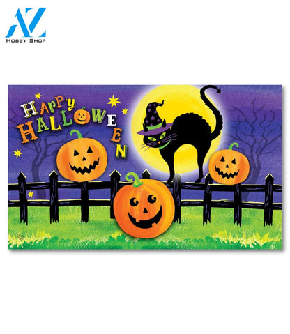 Happy Halloween Witch Cat Doormat - 18" x 30"