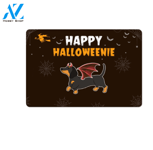 Happy Halloweenie Dachshund Wing Halloween Funny Indoor And Outdoor Doormat Gift For Dog Lovers Decor Warm House Gift Welcome Mat