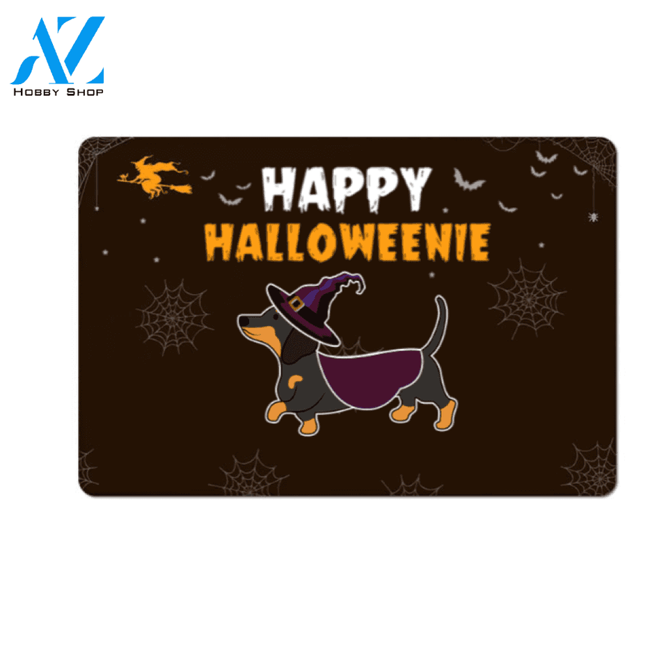 Happy Halloweenie Dachshund Witch Halloween Funny Indoor And Outdoor Doormat Gift For Dog Lovers Decor Warm House Gift Welcome Mat