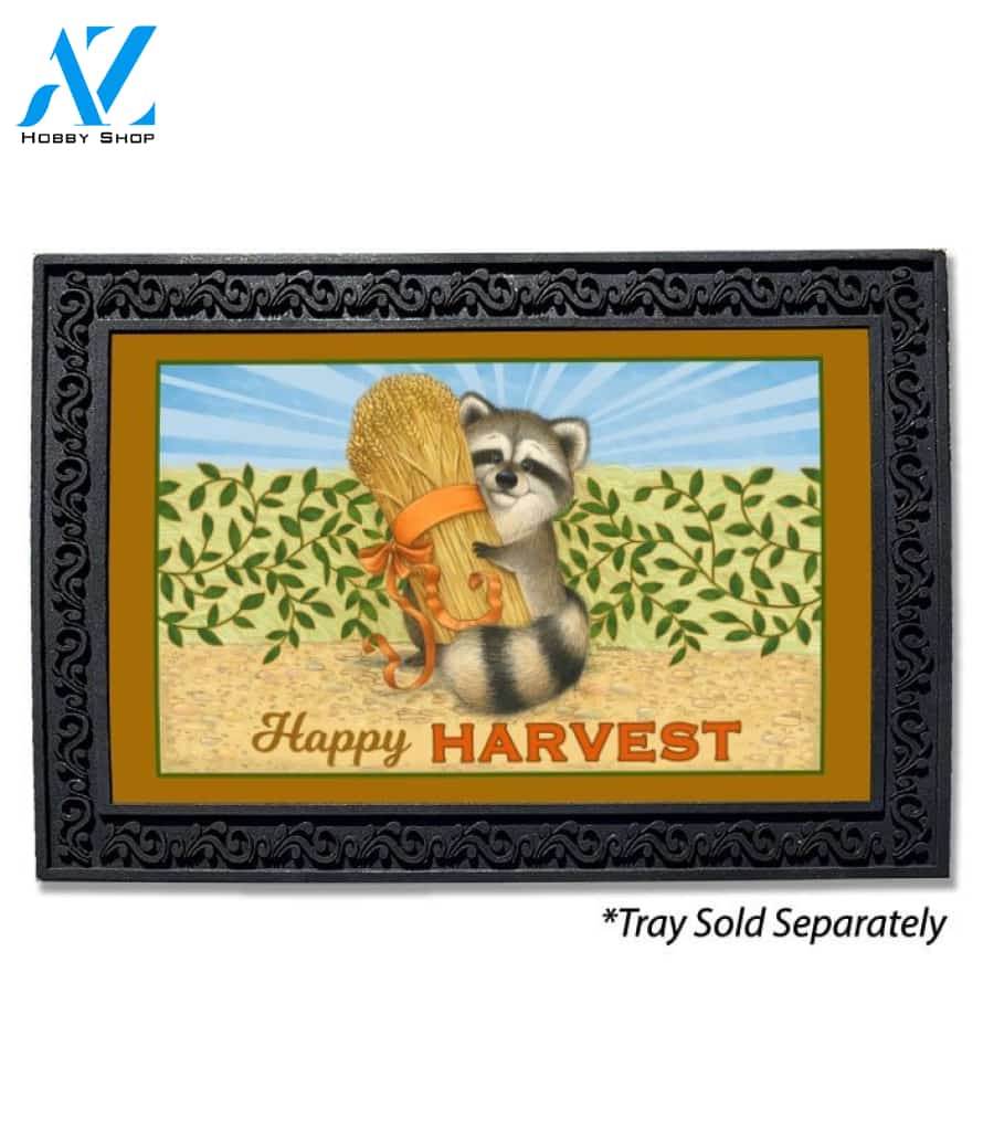 Happy Harvest Racoon Doormat - 18" x 30"