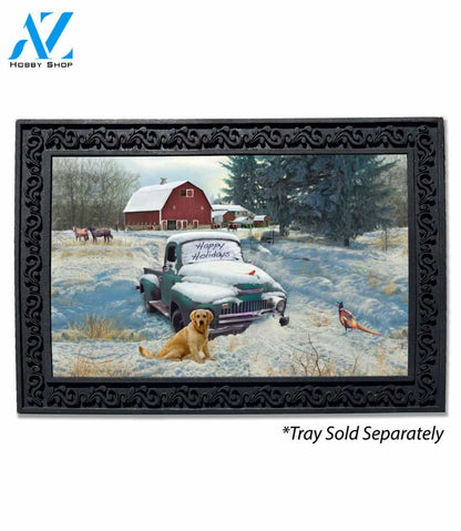 Happy Holiday Farm Truck Doormat - 18" x 30"
