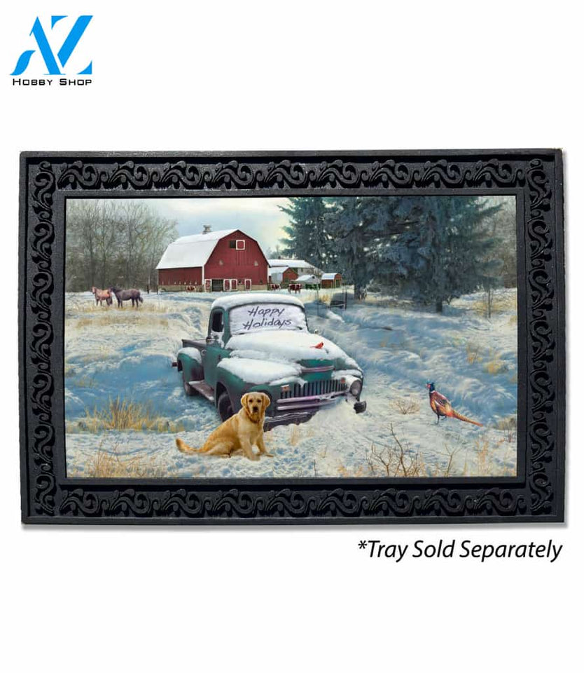 Happy Holiday Farm Truck Doormat - 18" x 30"