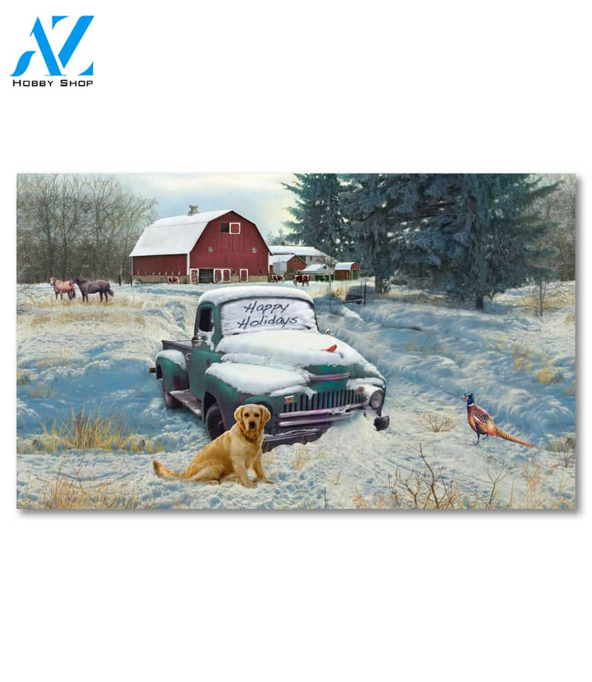 Happy Holiday Farm Truck Doormat - 18" x 30"