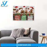 Happy Holiday Joy In The World Merry Christmas Cow Canvas Wall Art