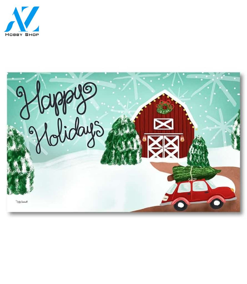 Happy Holidays Barn Doormat - 18" x 30"