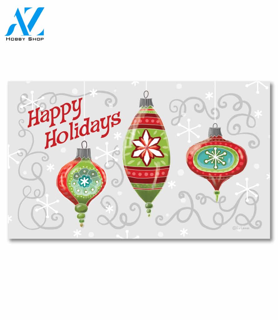 Happy Holidays Christmas Ornaments - Doormat - 18" x 30"