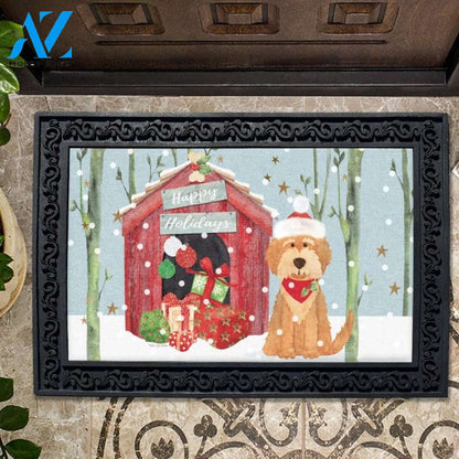 Happy Holidays Doghouse Doormat - 18" x 30"