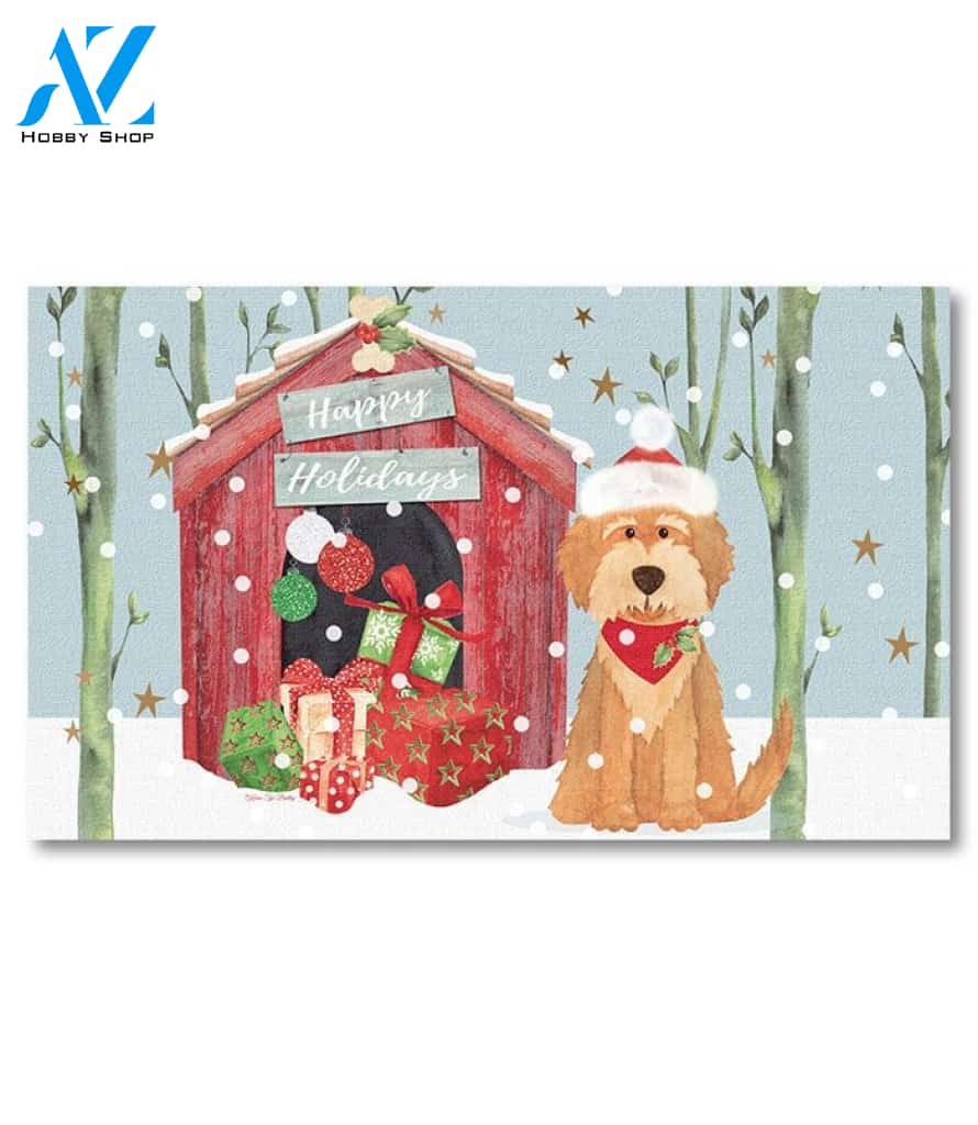 Happy Holidays Doghouse Doormat - 18" x 30"