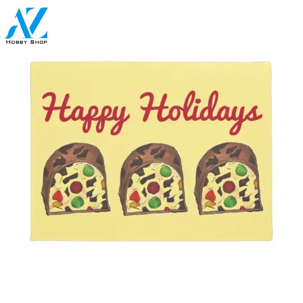 Happy Holidays Fruit Cake Doormat Housewarming Gift Family Welcome Mat Gift For Friend Family