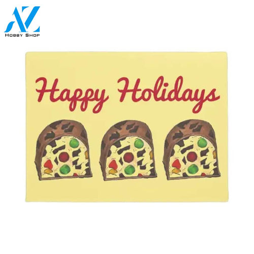 Personalized Name Family House Happy Holidays Fruit Cake Doormat Housewarming Gift Family Welcome Mat Gift For Friend Family