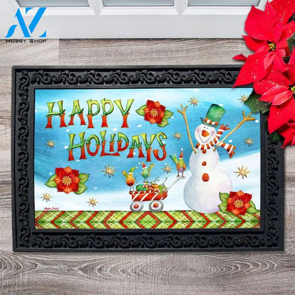 Happy Holidays Snowman Doormat - 18" x 30"