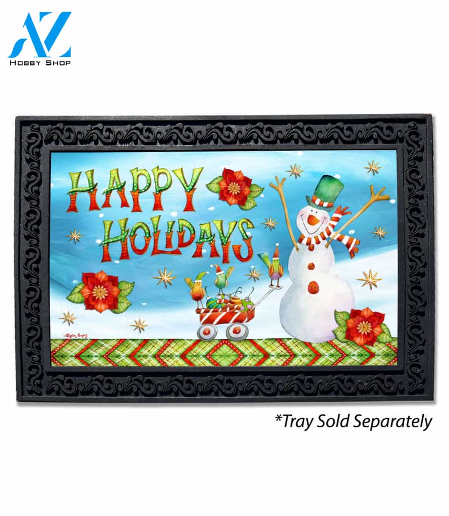 Happy Holidays Snowman Doormat - 18" x 30"