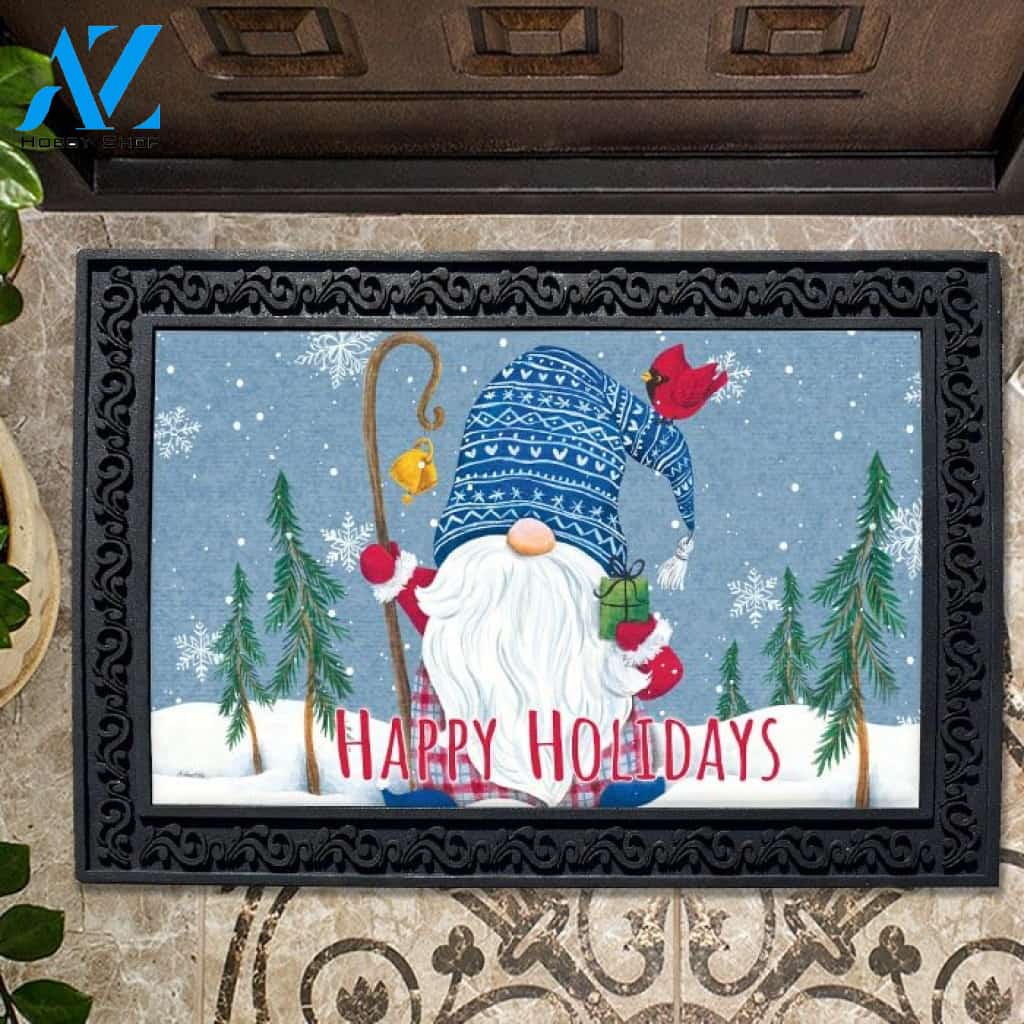 Happy Holidays Winter Gnome Doormat - 18" x 30"