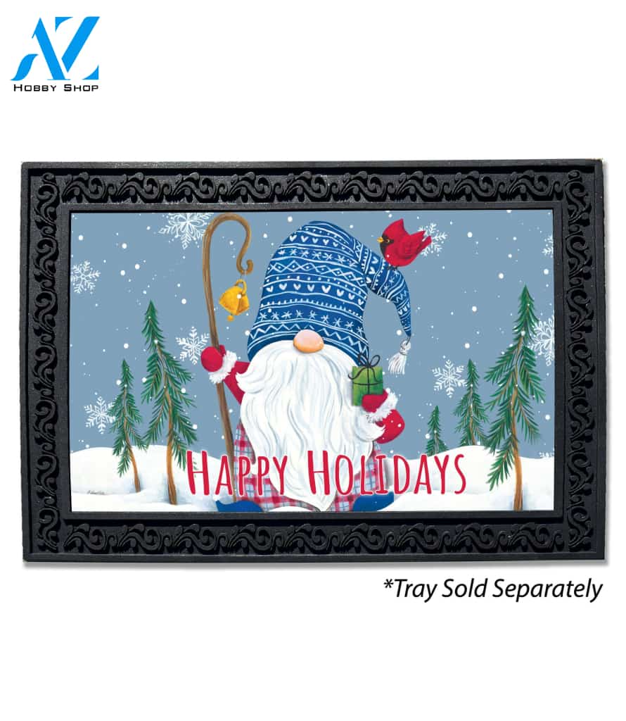 Happy Holidays Winter Gnome Doormat - 18" x 30"