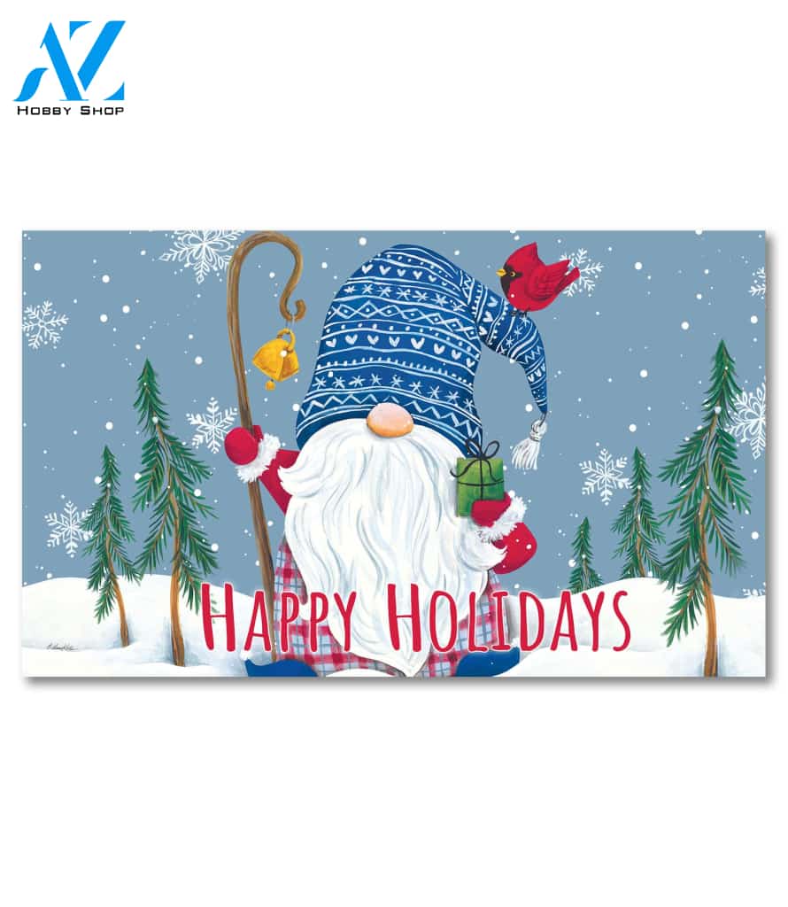 Happy Holidays Winter Gnome Doormat - 18" x 30"